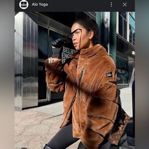 ALO Yoga Knock Out Brown Faux Fur Jacket